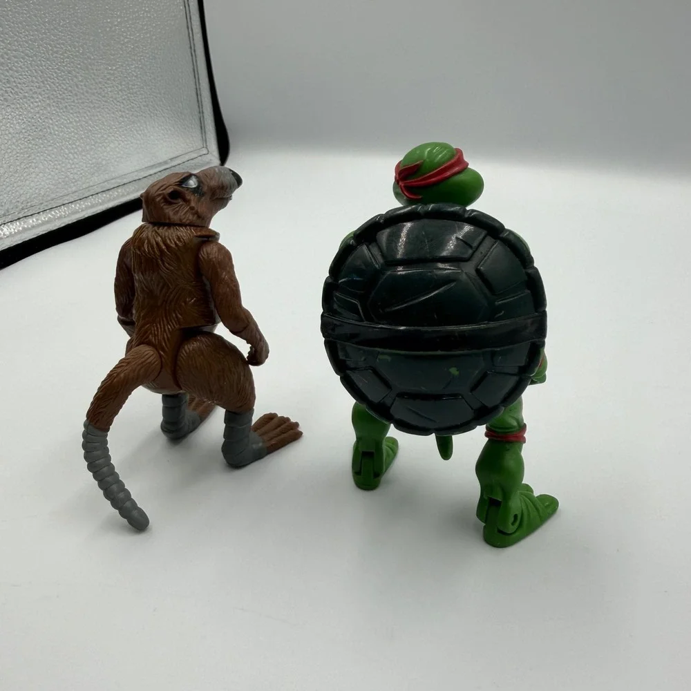 Vintage TMNT Lot 1988 Splinter & 1992 Toon Raphael Action Figures Playmates
